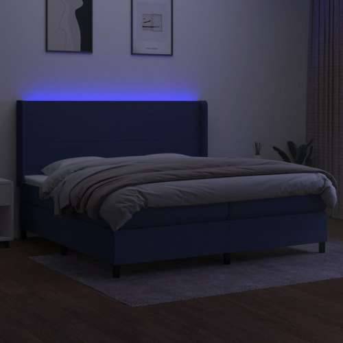 Krevet box spring s madracem LED plavi 200x200 cm od tkanine - Plava 200 x 200 cm Gladak dizajn Cijena
