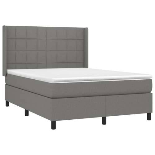 Krevet box spring s madracem LED tamnosivi 140x200 cm tkanina - Tamno siva 140 x 200 cm Blok s kvadratima Cijena