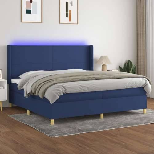 Krevet box spring s madracem LED plavi 200x200 cm od tkanine - Plava 200 x 200 cm Gladak dizajn Cijena
