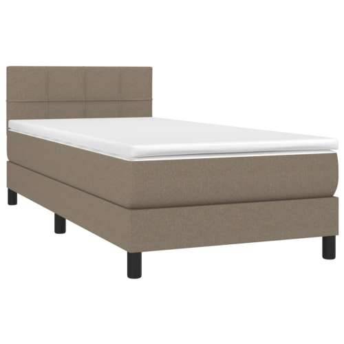 Krevet box spring s madracem LED smeđesivi 100x200 cm tkanina - Sivo-smeđa 100 x 200 cm Blok s kvadratima Cijena