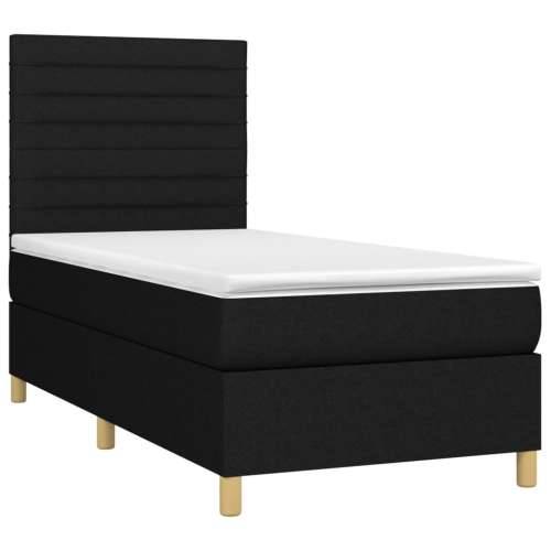 Krevet box spring s madracem LED crni 100x200 cm od tkanine - Crna 100 x 200 cm vodoravne pruge Cijena