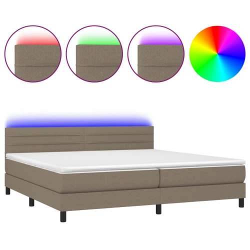 Krevet box spring s madracem LED smeđesivi 200x200 cm tkanina - Sivo-smeđa 200 x 200 cm vodoravne pruge Cijena
