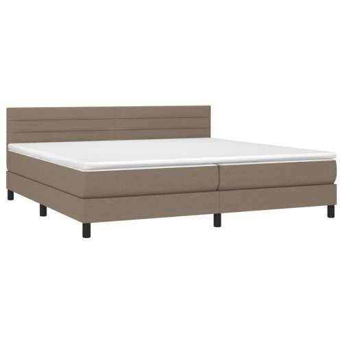 Krevet box spring s madracem LED smeđesivi 200x200 cm tkanina - Sivo-smeđa 200 x 200 cm vodoravne pruge Cijena