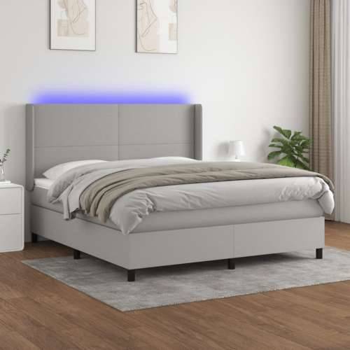 Krevet box spring s madracem LED svjetlosivi 160x200 cm tkanina - Svjetlosiva 160 x 200 cm Gladak dizajn Cijena