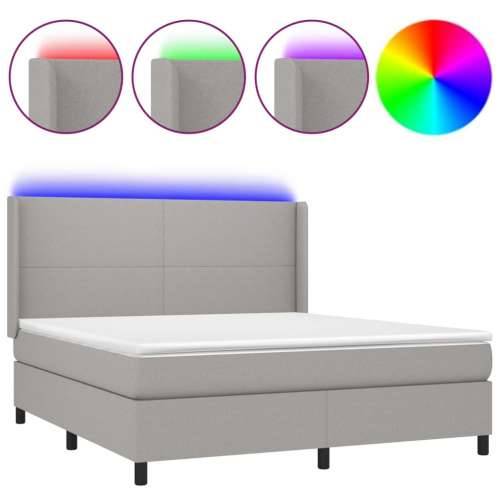 Krevet box spring s madracem LED svjetlosivi 160x200 cm tkanina - Svjetlosiva 160 x 200 cm Gladak dizajn Cijena