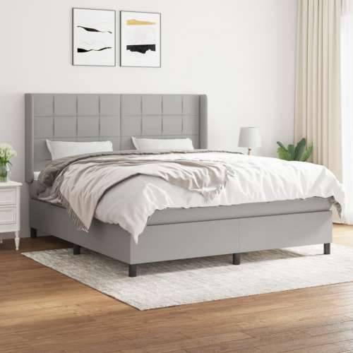 Krevet box spring s madracem svjetlosiva 160x200 cm tkanina - Svjetlosiva 160 x 200 cm Blok s kvadratima Cijena