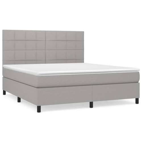 Krevet box spring s madracem svjetlosiva 160x200 cm tkanina - Svjetlosiva 160 x 200 cm Blok s kvadratima Cijena