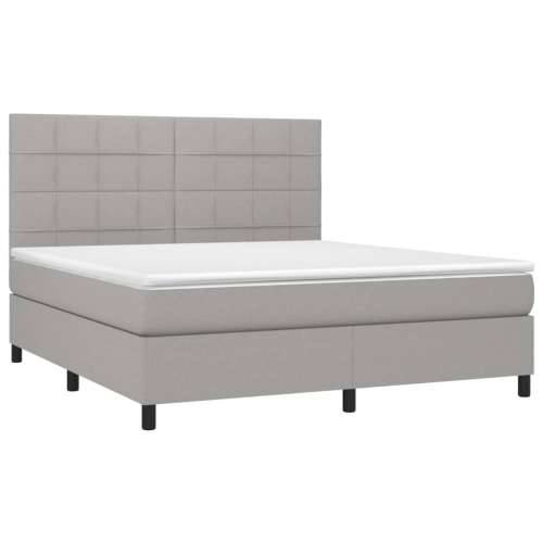 Krevet box spring s madracem svjetlosiva 160x200 cm tkanina - Svjetlosiva 160 x 200 cm Blok s kvadratima Cijena
