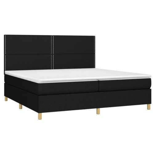 Krevet box spring s madracem LED crni 200x200 cm od tkanine - Crna 200 x 200 cm Obično s čavlima Cijena