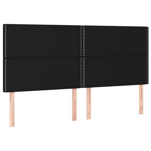 Krevet box spring s madracem LED crni 200x200 cm od tkanine - Crna 200 x 200 cm Obično s čavlima Cijena