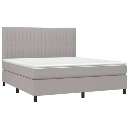 Krevet box spring s madracem LED svjetlosivi 160x200 cm tkanina - Svjetlosiva 160 x 200 cm Okomite pruge Cijena
