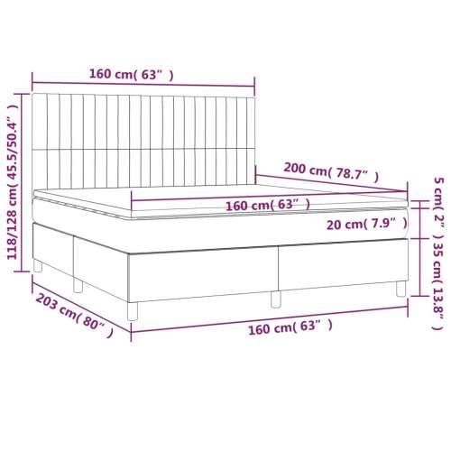 Krevet box spring s madracem LED svjetlosivi 160x200 cm tkanina - Svjetlosiva 160 x 200 cm Okomite pruge Cijena