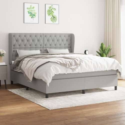 Krevet box spring s madracem svjetlosiva 160x200 cm tkanina - Svjetlosiva 160 x 200 cm Dizajn s gumbima Cijena