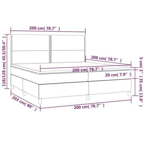 Krevet box spring s madracem LED tamnosivi 200x200 cm tkanina Cijena