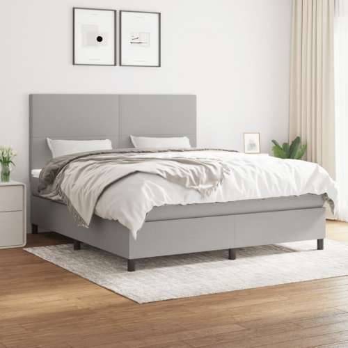 Krevet box spring s madracem svjetlosiva 160x200 cm tkanina - Svjetlosiva 160 x 200 cm Gladak dizajn Cijena