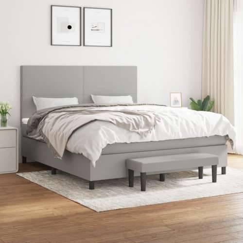 Krevet box spring s madracem svjetlozeleni 160x200 cm tkanina - Svjetlosiva 160 x 200 cm Gladak dizajn Cijena