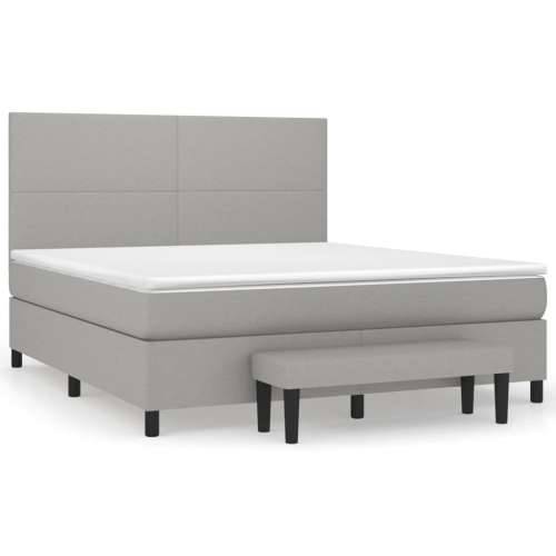 Krevet box spring s madracem svjetlozeleni 160x200 cm tkanina - Svjetlosiva 160 x 200 cm Gladak dizajn Cijena