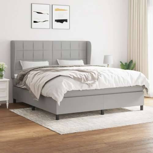Krevet box spring s madracem svjetlosiva 160x200 cm tkanina - Svjetlosiva 160 x 200 cm Blok s kvadratima Cijena