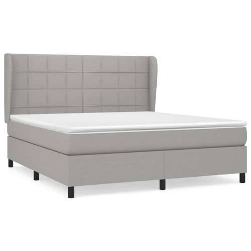 Krevet box spring s madracem svjetlosiva 160x200 cm tkanina - Svjetlosiva 160 x 200 cm Blok s kvadratima Cijena