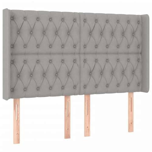 Krevet box spring s madracem LED svjetlosivi 160x200 cm tkanina - Svjetlosiva 160 x 200 cm Dizajn s gumbima Cijena