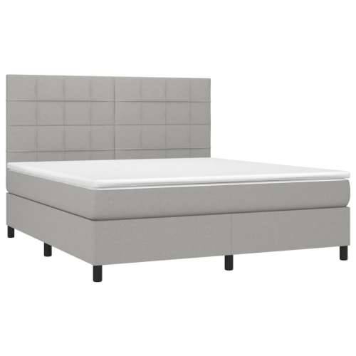 Krevet box spring s madracem LED svjetlosivi 160x200 cm tkanina - Svjetlosiva 160 x 200 cm Blok s kvadratima Cijena
