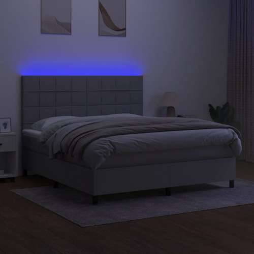 Krevet box spring s madracem LED svjetlosivi 160x200 cm tkanina - Svjetlosiva 160 x 200 cm Blok s kvadratima Cijena
