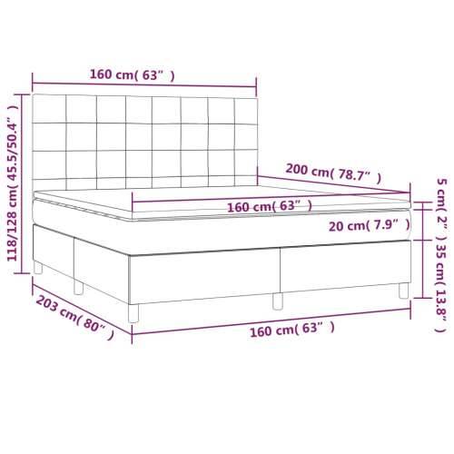 Krevet box spring s madracem LED svjetlosivi 160x200 cm tkanina - Svjetlosiva 160 x 200 cm Blok s kvadratima Cijena