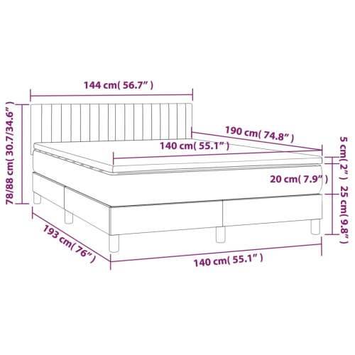 Krevet box spring s madracem LED tamnosivi 140x190 cm tkanina - Tamno siva 140 x 190 cm Okomite pruge Cijena