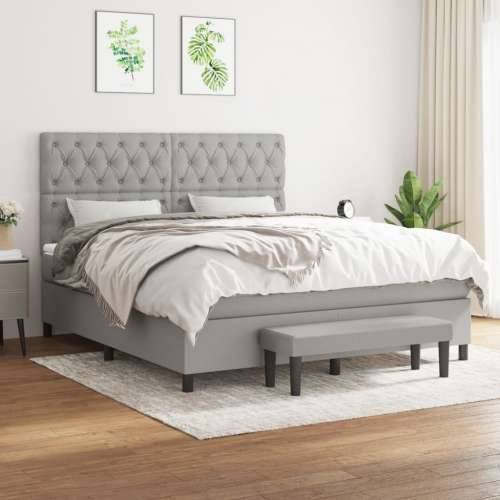 Krevet box spring s madracem svjetlosiva 160x200 cm tkanina - Svjetlosiva 160 x 200 cm Dizajn s gumbima Cijena