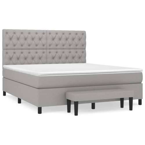 Krevet box spring s madracem svjetlosiva 160x200 cm tkanina - Svjetlosiva 160 x 200 cm Dizajn s gumbima Cijena