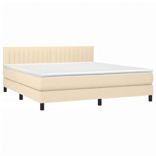 Krevet box spring s madracem LED krem 160x200 cm od tkanine - Krema 160 x 200 cm Okomite pruge Cijena