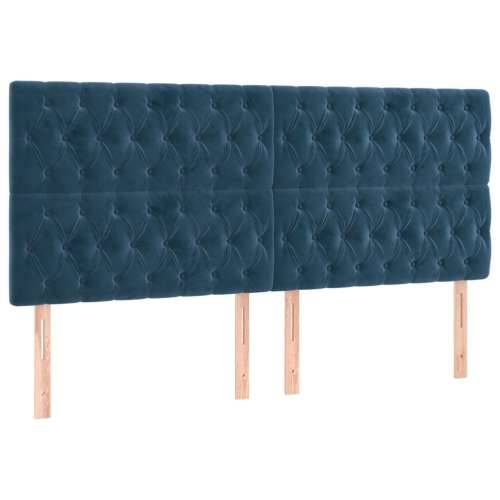 Krevet box spring s madracem LED tamnoplavi 200x200 cm baršun - Tamno plava 200 x 200 cm Dizajn s gumbima Cijena