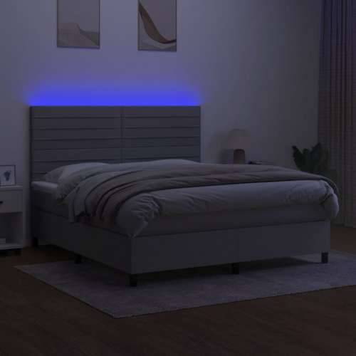 Krevet box spring s madracem LED svjetlosivi 160x200 cm tkanina - Svjetlosiva 160 x 200 cm vodoravne pruge Cijena