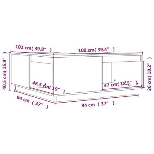 Stolić za kavu crni 100 x 101 x 40,5 cm od masivne borovine Cijena