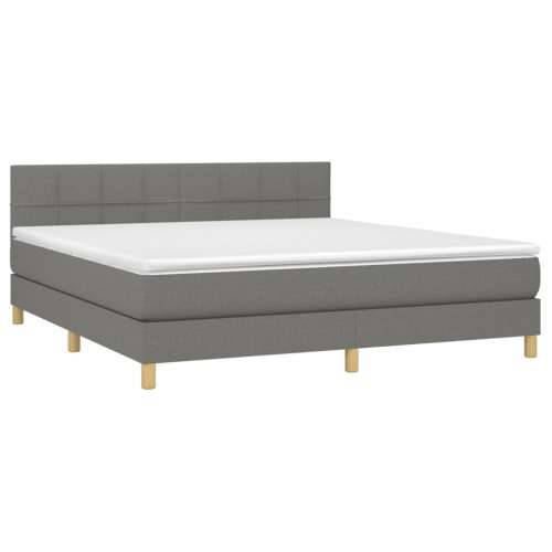 Krevet box spring s madracem LED tamnosivi 160x200 cm tkanina - Tamno siva 160 x 200 cm Blok s kvadratima Cijena