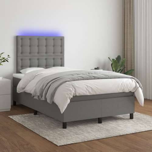 Krevet box spring s madracem LED tamnosivi 120 x 200 cm tkanina - Tamno siva 120 x 200 cm gumbi Cijena