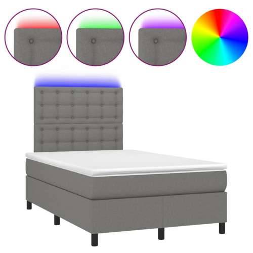 Krevet box spring s madracem LED tamnosivi 120 x 200 cm tkanina - Tamno siva 120 x 200 cm gumbi Cijena
