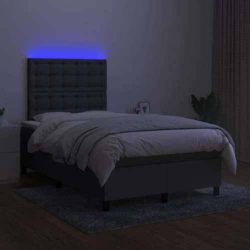 Krevet box spring s madracem LED tamnosivi 120 x 200 cm tkanina - Tamno siva 120 x 200 cm gumbi Cijena