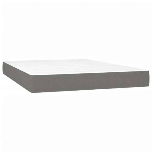 Krevet box spring s madracem LED tamnosivi 140x190 cm tkanina - Tamno siva 140 x 190 cm Okomite pruge Cijena