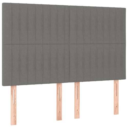 Krevet box spring s madracem LED tamnosivi 140x190 cm tkanina - Tamno siva 140 x 190 cm Okomite pruge Cijena