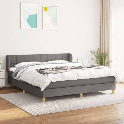 Okvir kreveta s oprugama i madrac svjetlosivi 160x200cm tkanina - Tamno siva 160 x 200 cm Blok s kvadratima Cijena