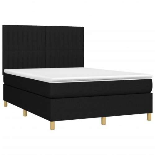 Krevet box spring s madracem LED crni 140x200 cm od tkanine - Crna 140 x 200 cm Okomite pruge Cijena