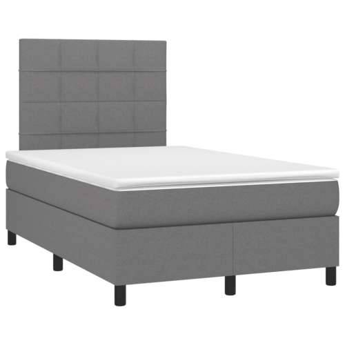 Krevet box spring s madracem LED tamnosivi 120 x 200 cm tkanina - Tamno siva 120 x 200 cm Blok s kvadratima Cijena