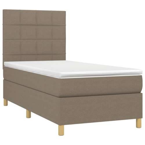 Krevet box spring s madracem LED smeđesivi 90x200 cm tkanina - Sivo-smeđa 90 x 200 cm Blok s kvadratima Cijena