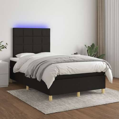 Krevet box spring s madracem LED crni 120 x 200 cm od tkanine - Crna 120 x 200 cm Blok s kvadratima Cijena