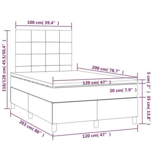 Krevet box spring s madracem LED crni 120 x 200 cm od tkanine - Crna 120 x 200 cm Blok s kvadratima Cijena