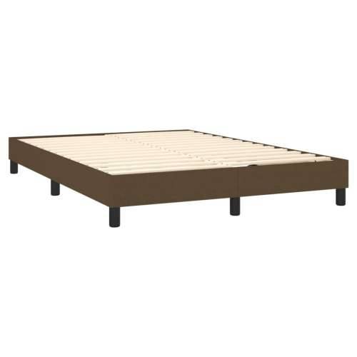 Krevet box spring s madracem LED tamnosmeđi 140x200 cm tkanina - Tamno smeđa 140 x 200 cm Dizajn s gumbima Cijena