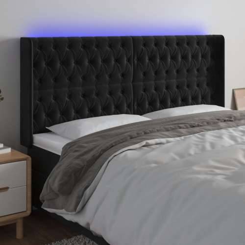 LED uzglavlje crno 203 x 16 x 118/128 cm baršunasto - Crna 203 x 16 x 118/128 cm 1 Cijena