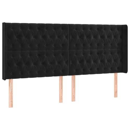 LED uzglavlje crno 203 x 16 x 118/128 cm baršunasto - Crna 203 x 16 x 118/128 cm 1 Cijena