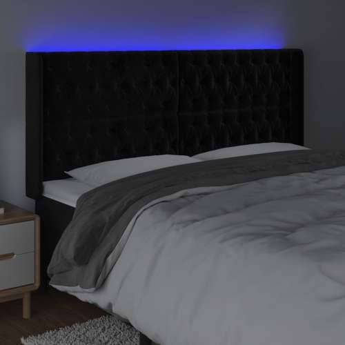 LED uzglavlje crno 203 x 16 x 118/128 cm baršunasto - Crna 203 x 16 x 118/128 cm 1 Cijena
